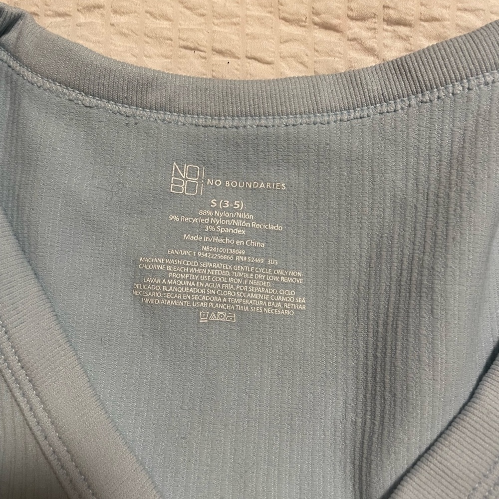 Women’s baby Blue ribbed v-neck top, perfect for a casual look - Picture 2 of 3